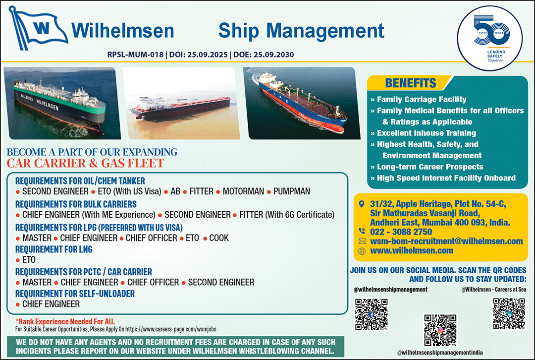 Wilhelmsen Ship Management (india) Pvt.ltd. vacancies