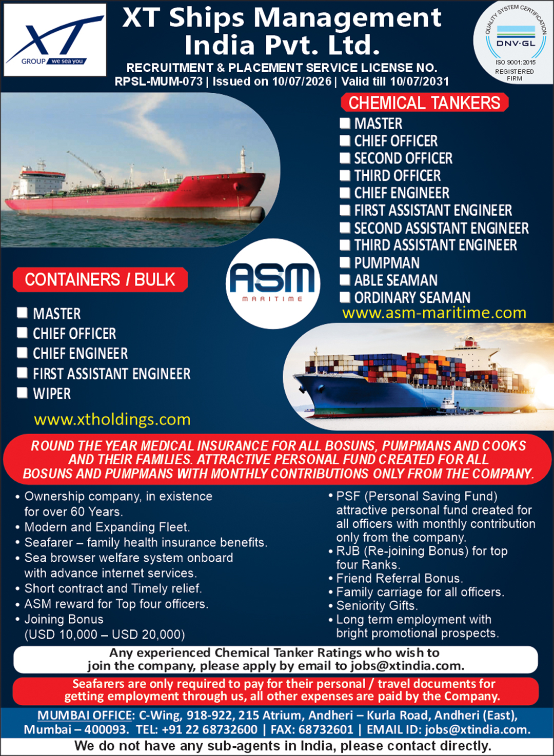 ASM Maritime vacancies