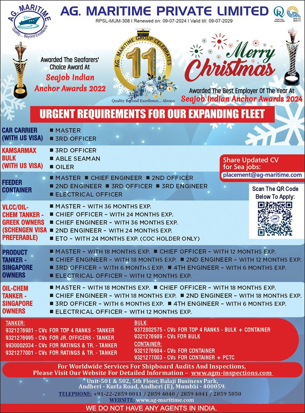 AG. Maritime Private Limited. vacancies