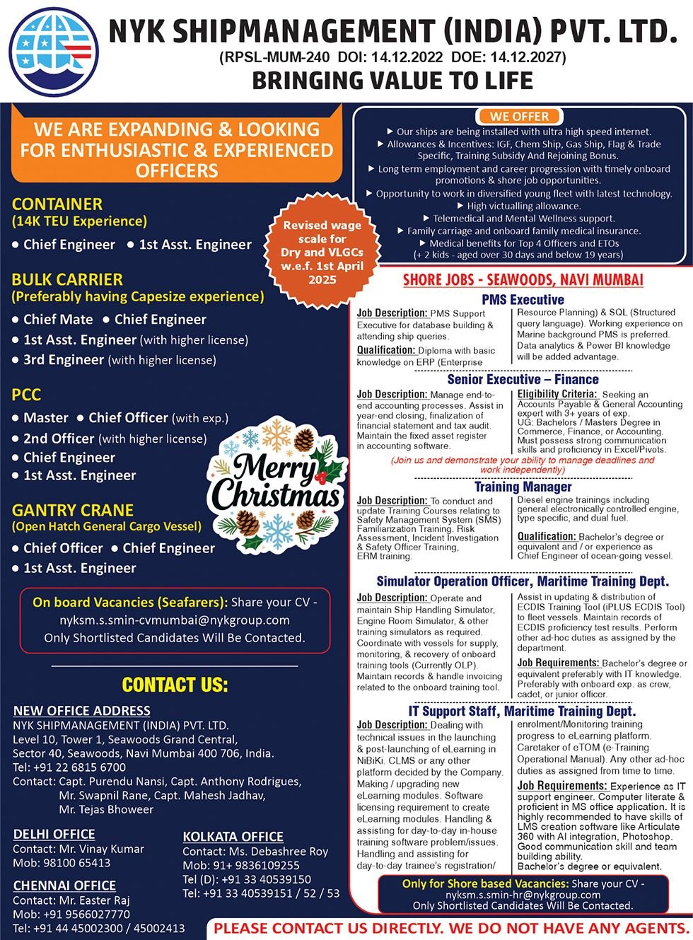 NYK Ship Management (I) Pvt.ltd. vacancies