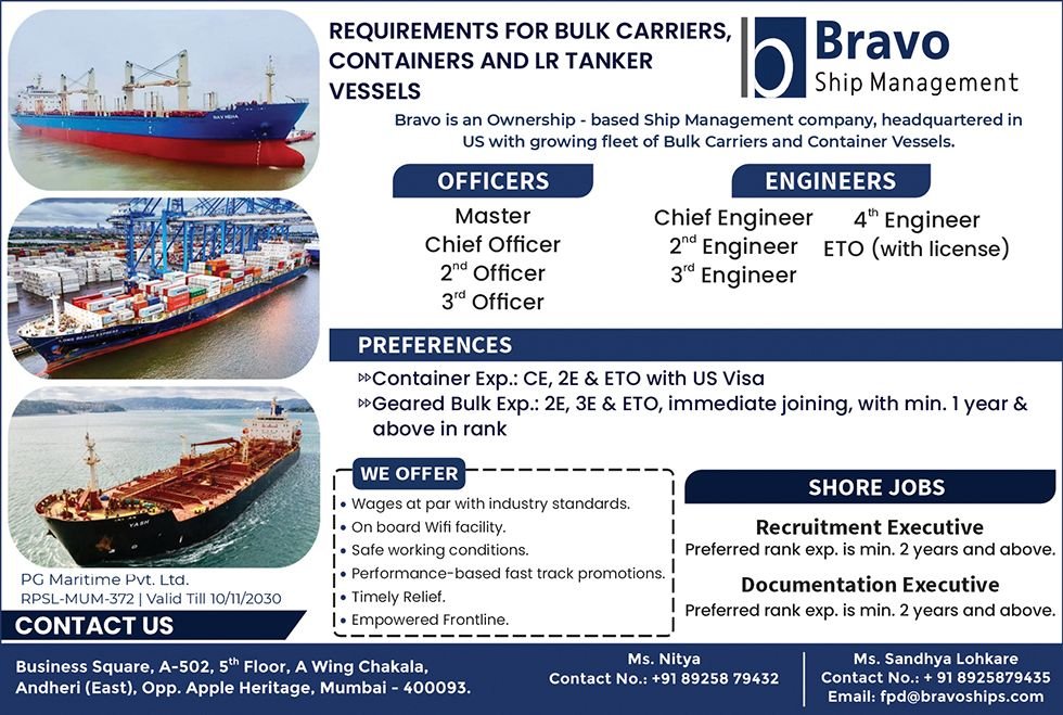 Bravo Ship Management vacancies