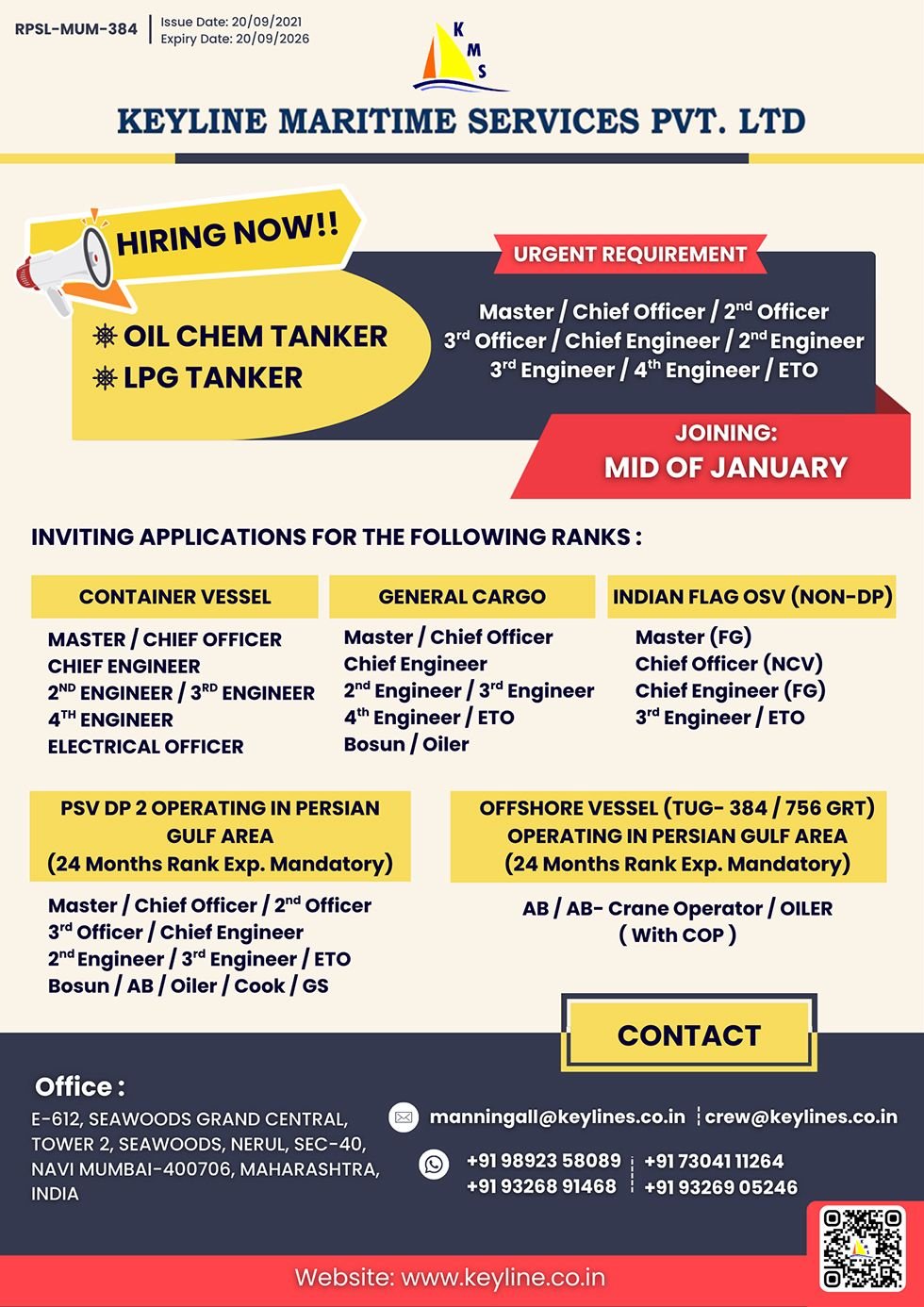 Keyline Maritime Services Private Limited vacancies