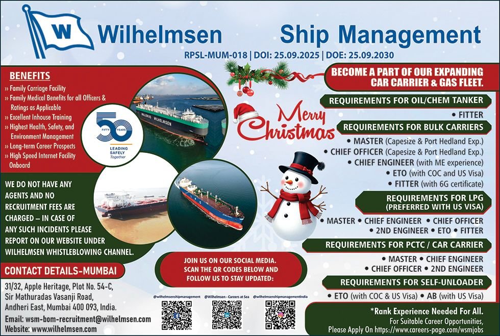 Wilhelmsen Ship Management (india) Pvt.ltd. vacancies