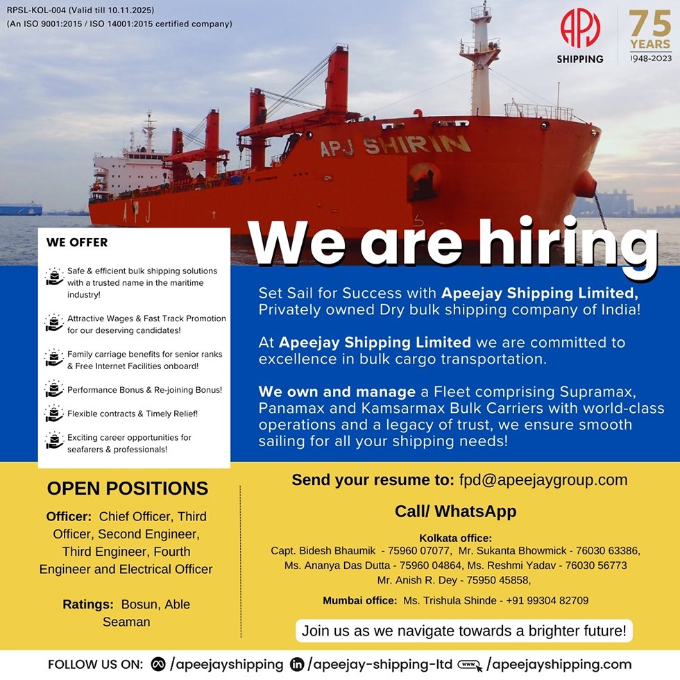 Apeejay Shipping Ltd vacancies