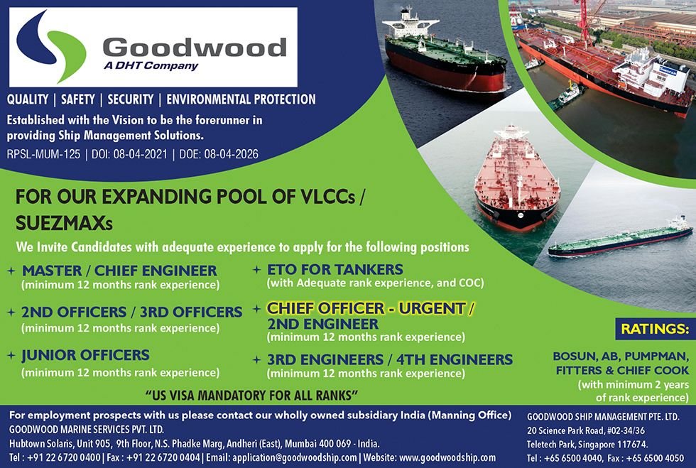 Goodwood Ship Management vacancies