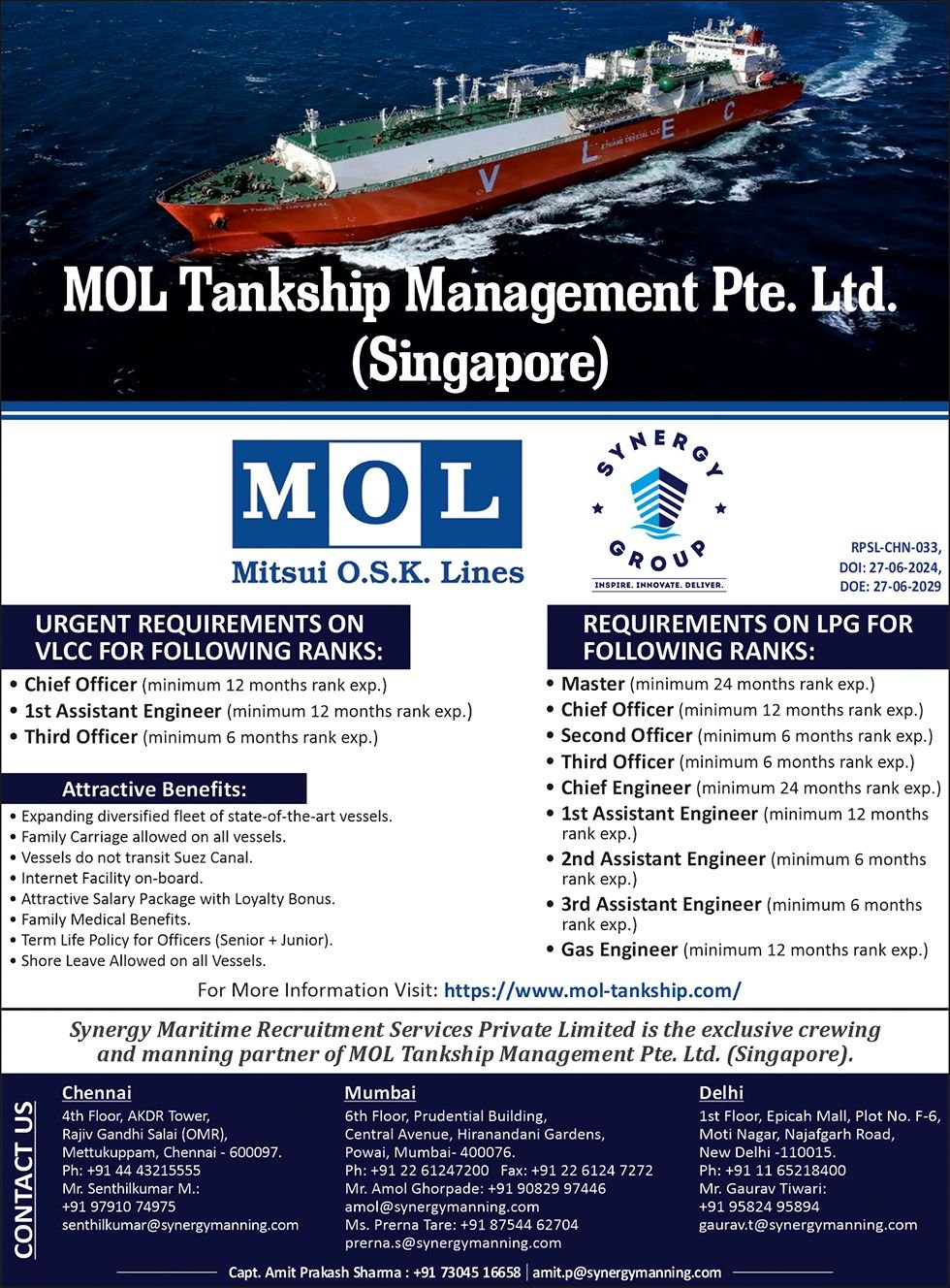 MOL Tankship Management vacancies
