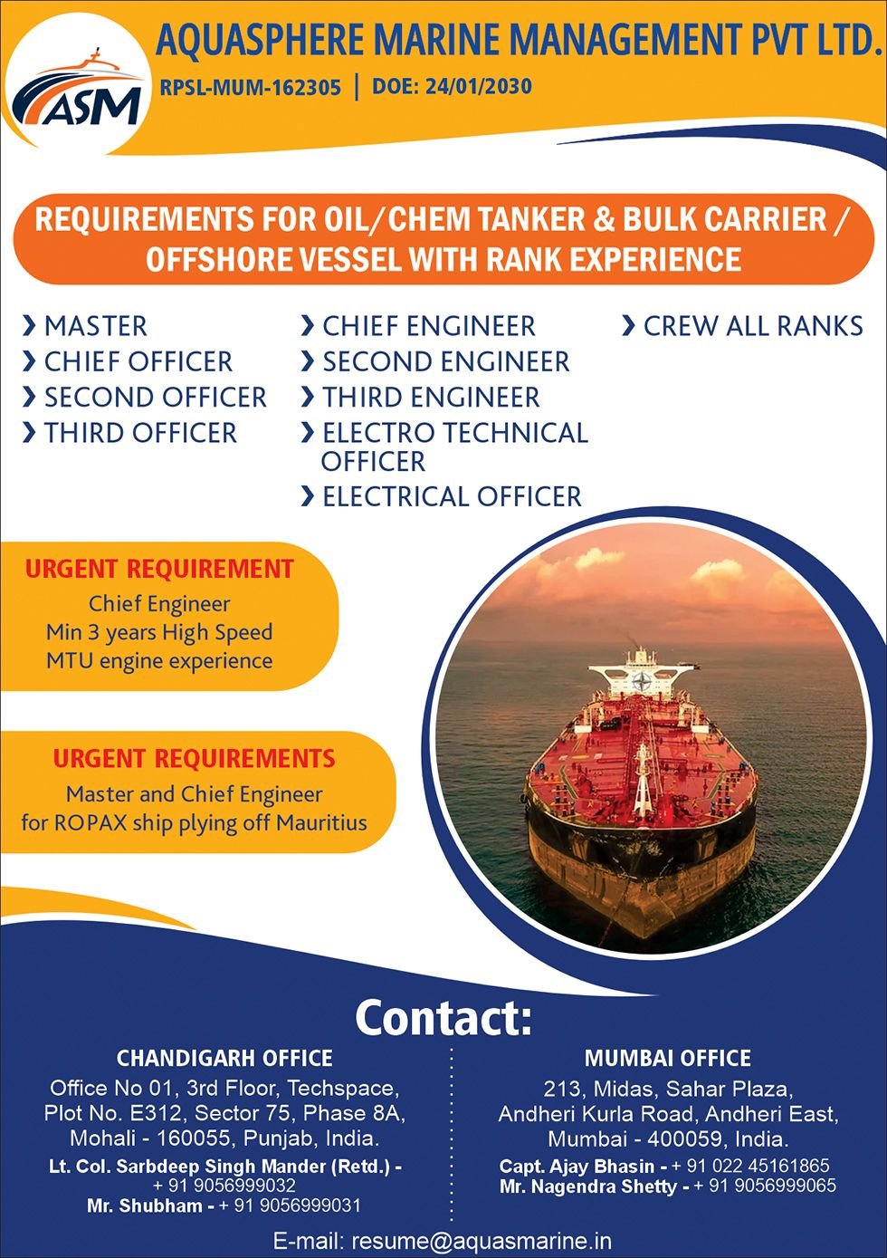 Aquasphere Marine Management Private Limited vacancies