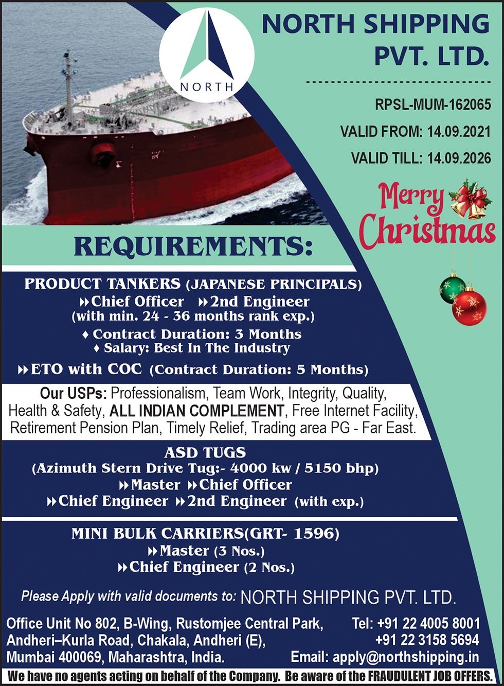 North Shipping Pvt. Ltd vacancies
