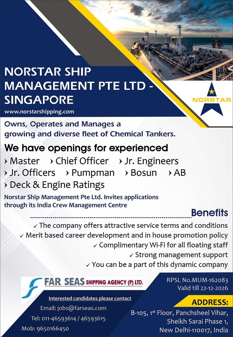 Norstar Ship Management vacancies