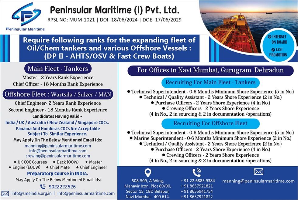 Peninsular Maritime vacancies