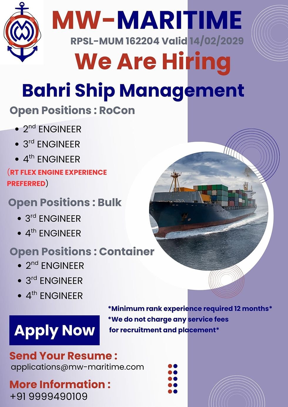 MW-Maritime vacancies
